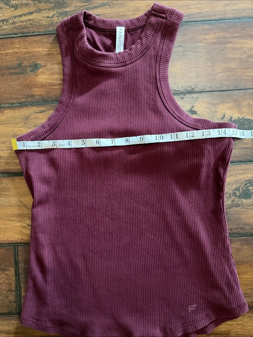 Fabletics Ribbed Wine Tank Top With Shelf Bra - Picture 2 of 5